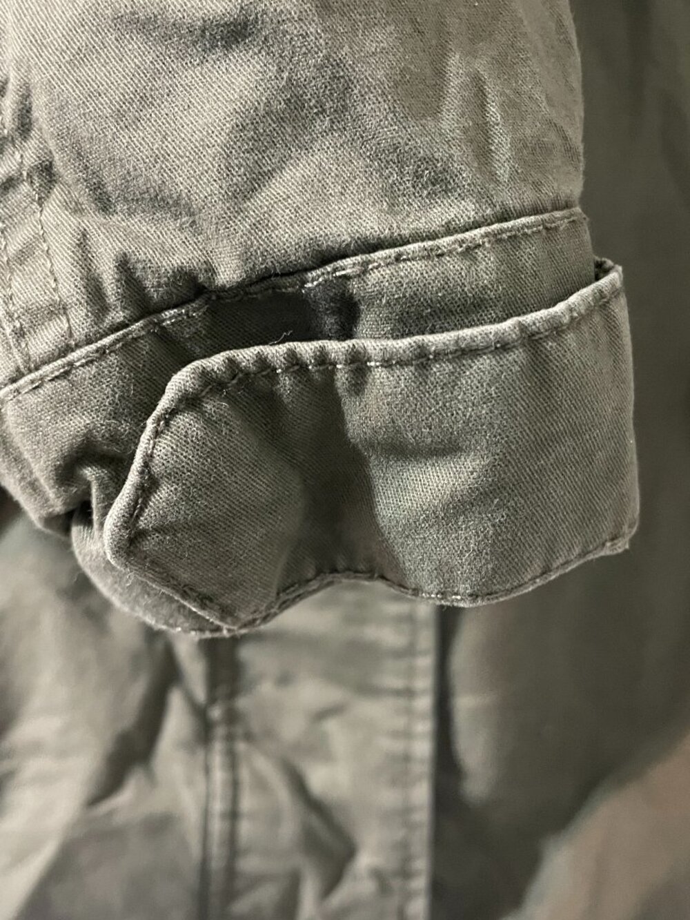 Ambiance Hooded Utility Jacket, Size Small Olive Green Drawstring Waist - Picture 5 of 11